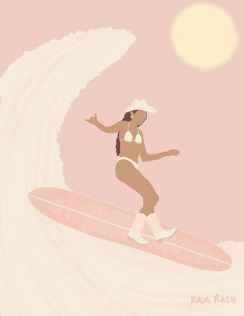 Surf Cowgirl Art Print