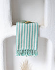 Teal Striped Turkish Beach Towel