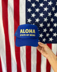 Aloha State Of Mind trucker hats: Cobalt blue