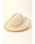 Straw Braided Fringe Fedora Hat