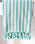 Teal Striped Turkish Beach Towel