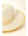 Straw Braided Fringe Fedora Hat