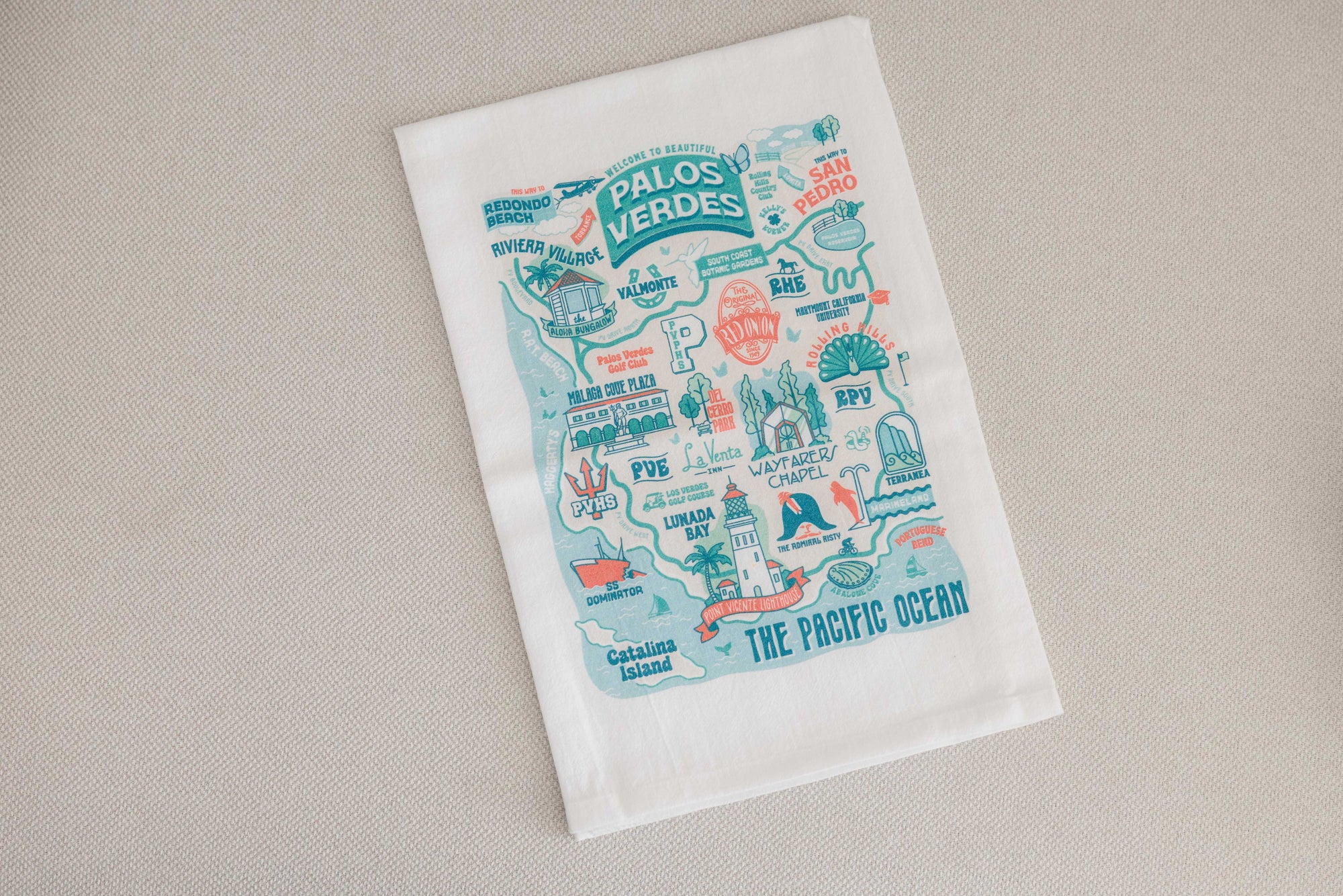 Palos Verdes Map Tea Towel