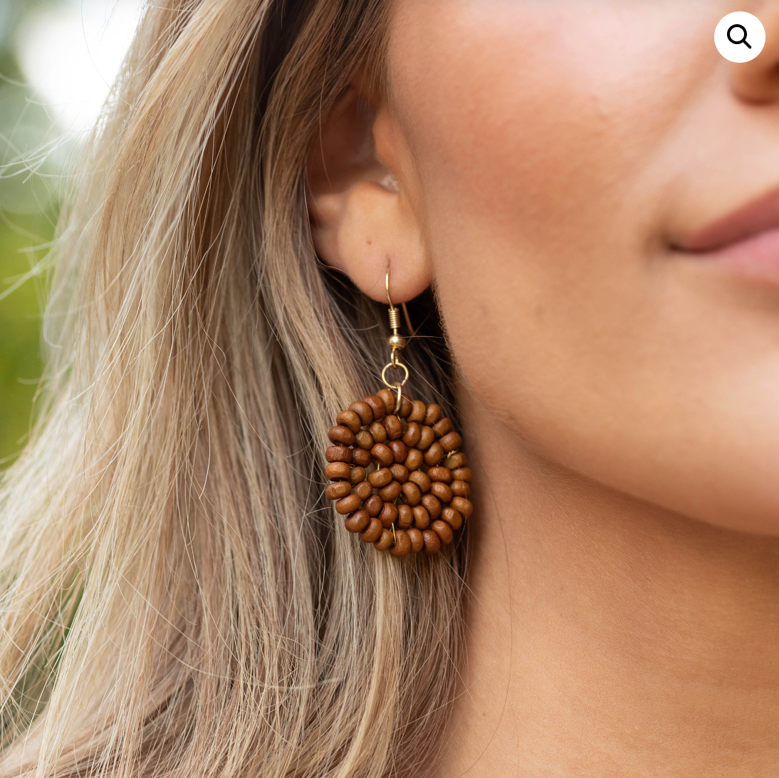 Chromatic Hues Wood Bead Rope Earrings