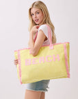 BEACH Shoulder Tote Bag: Yellow