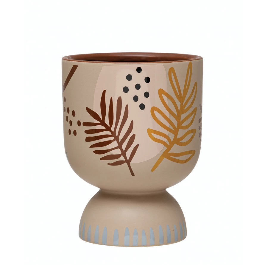 Abstract Stoneware Footed Planter
