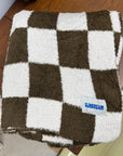 Checker Plush Throw -Classic Brown