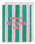 Pink and Green Striped Mother's Day Greeting Card