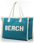 BEACH Shoulder Tote Bag: Teal