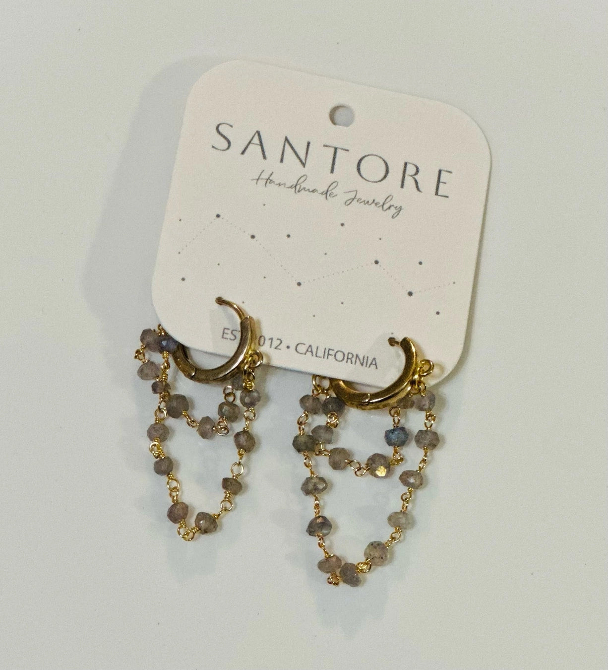 Layered Gemstone Chain Huggie Hoops