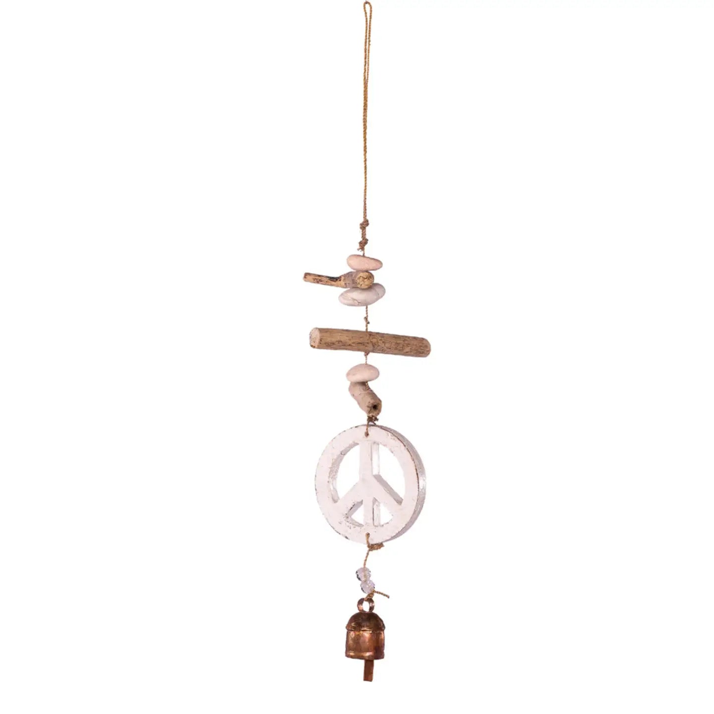 Wood Peace Sign Driftwood Wind Chime
