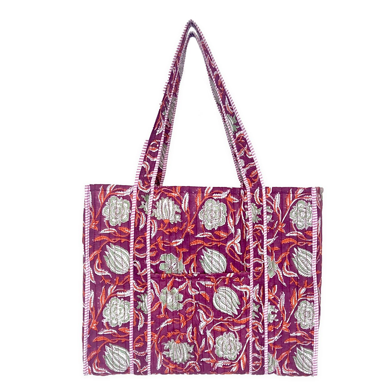 Plum Blossoms Quilted Tote Bag