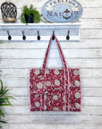Plum Blossoms Quilted Tote Bag