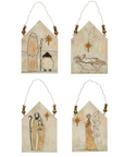 Wood Ornament with Holy Image and Hanger