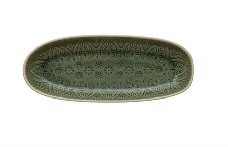 Boho Stoneware Serving Platter Tray