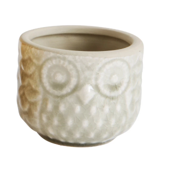 Stoneware Owl Pot