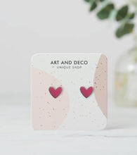 Load image into Gallery viewer, Hot Pink Heart Stud Earrings
