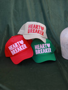 Heart Breaker Trucker hat: Tan / Red