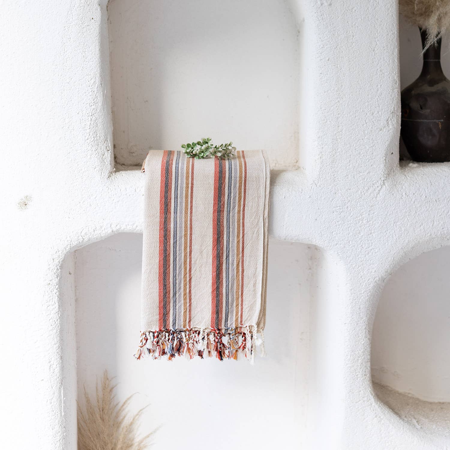 Earthy Striped Turkish Beach Towel