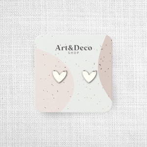 Silver Valentine's Day Heart  Stud Earrings