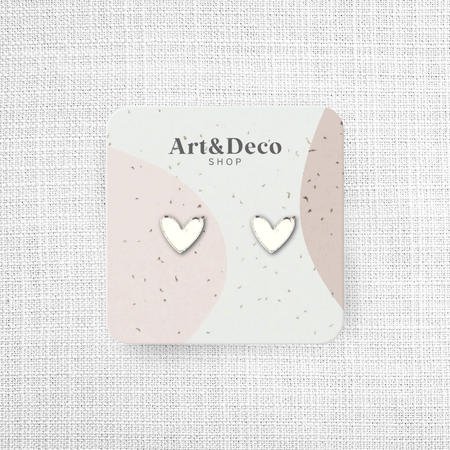 Silver Valentine's Day Heart  Stud Earrings