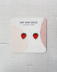 Wood Strawberry Earrings