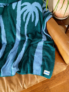 Dancing Palms Plush Throw - Evergreen