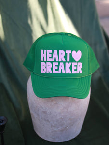 Heart Breaker Trucker hat: Tan / Red