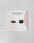 Black Cat & Bat Stud Earrings –  Spooky Cute Halloween 