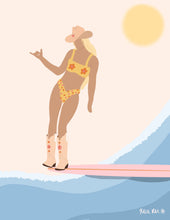 Load image into Gallery viewer, Flower Power Surf Cowgirl Print
