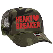 Load image into Gallery viewer, Heart Breaker Trucker hat: Tan / Red
