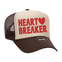 Load image into Gallery viewer, Heart Breaker Trucker hat: Tan / Red
