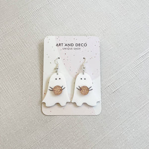 Halloween Ghost Earrings: Pumpkin Ghost