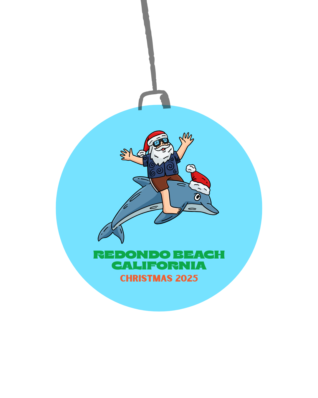 Santa Dolphin Christmas Ornament