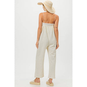 Tweed Knit Jumpsuit: Oatmeal