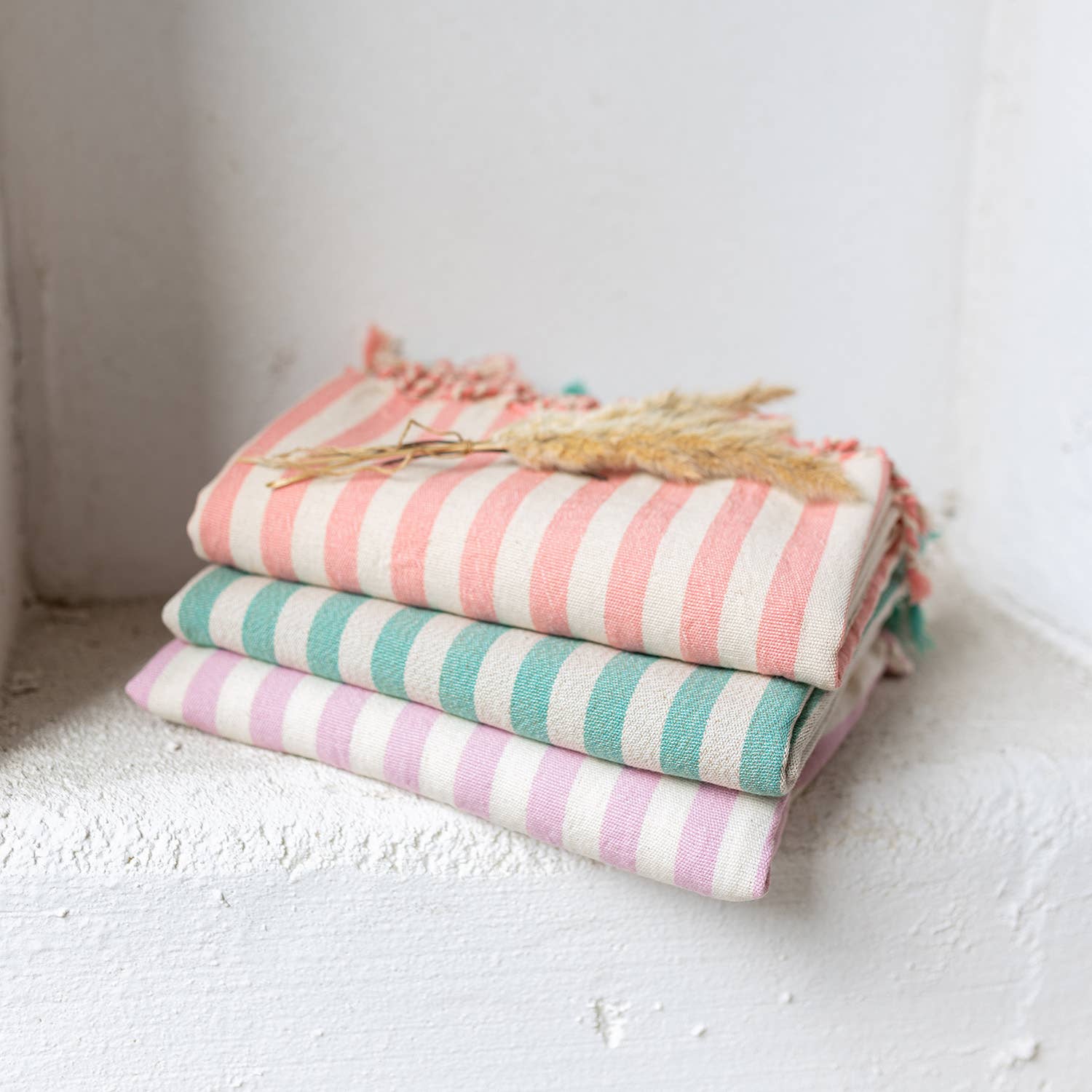 Teal Striped Turkish Beach Towel