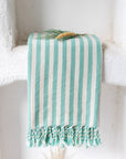 Teal Striped Turkish Beach Towel