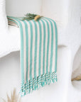 Teal Striped Turkish Beach Towel