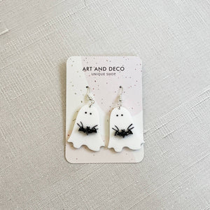 Halloween Ghost Earrings: Pumpkin Ghost