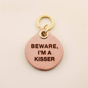Beware, I'm A Kisser Pet Tag: Red Acrylic