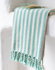 Teal Striped Turkish Beach Towel