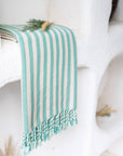 Teal Striped Turkish Beach Towel