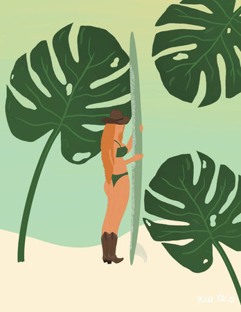 Jungle Dreams Surf Cowgirl Art Print