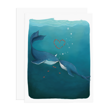 Load image into Gallery viewer, Whales in Love Greeting Card
