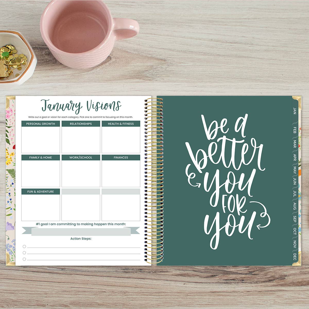 Beige Bouquet 2026 Vision Planner