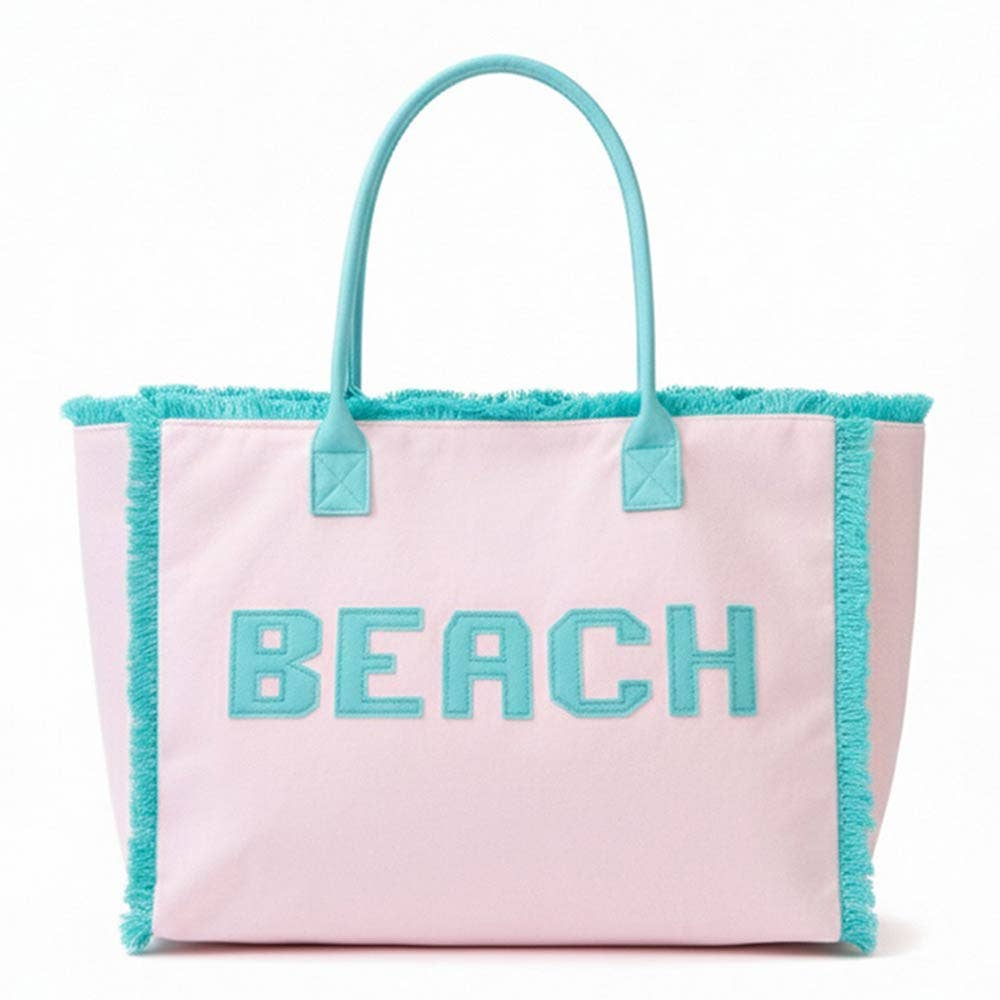 BEACH Shoulder Tote Bag: Pink