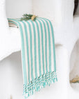 Teal Striped Turkish Beach Towel