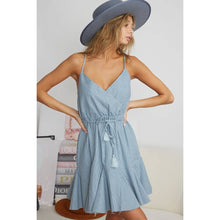 Load image into Gallery viewer, Tassel Waist Strap Dress: Light Denim
