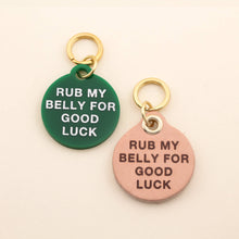 Load image into Gallery viewer, Rub My Belly Pet Tag: Kelly Green Acrylic

