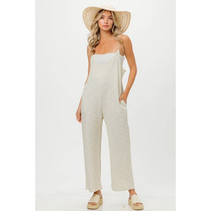 Tweed Knit Jumpsuit: Oatmeal